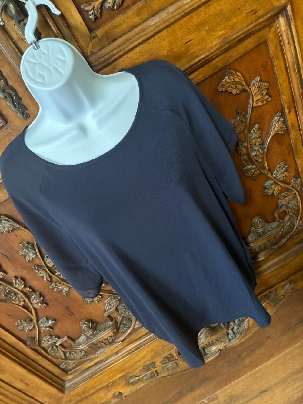 Calvin Klein Women  Blue Blouse Top Flutter Sleeves Size XL Minimalist Capsule
